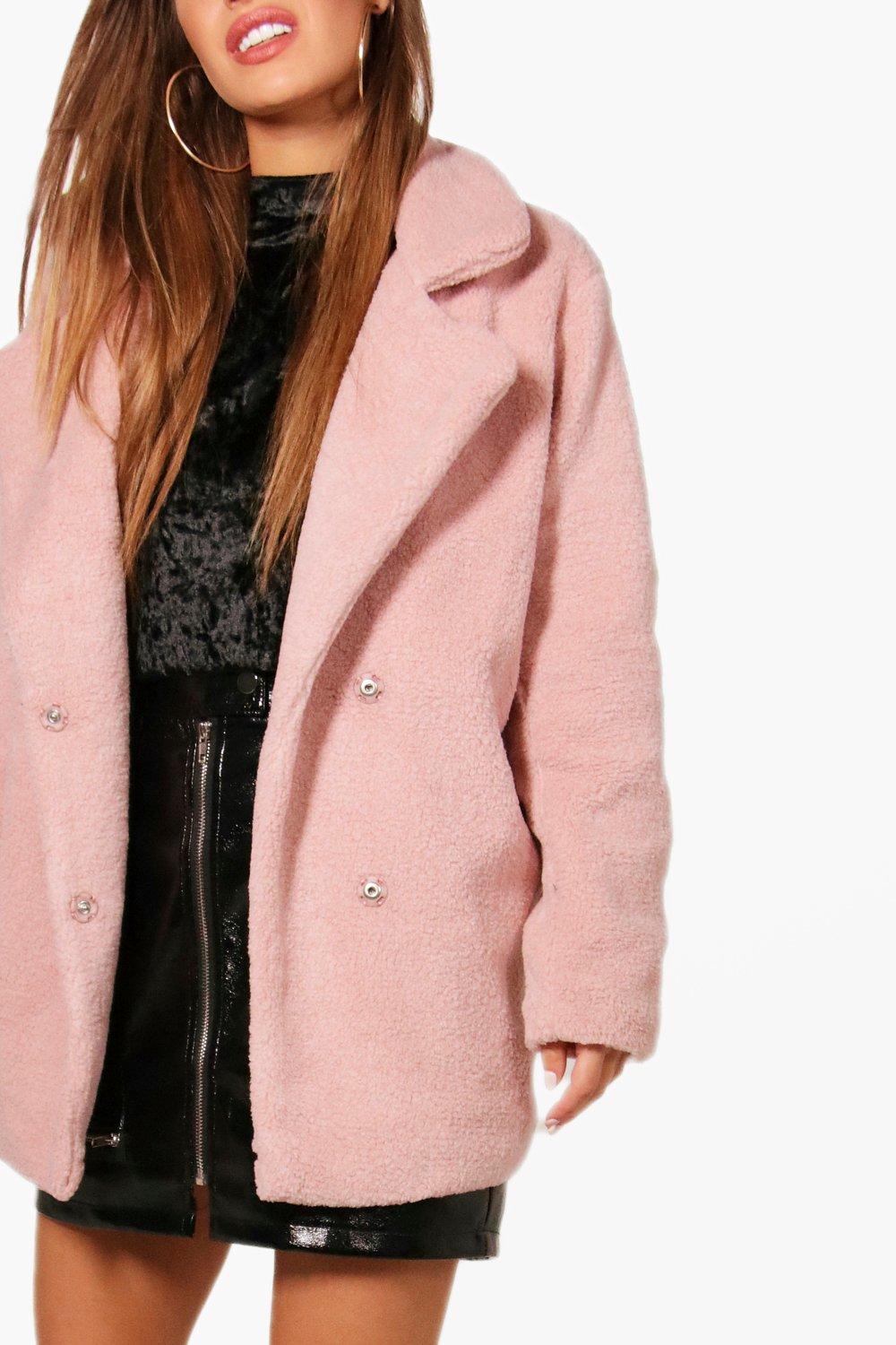 Boohoo pink 2024 teddy coat